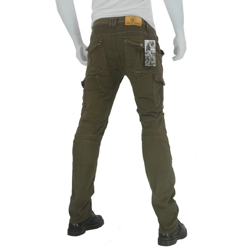 KIOVNO Fashion Men's Biker Jeans Pants With Knee Pads Motorcycle Denim Trousers For Male Outdoor (5)