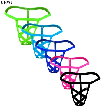 

Bandage Design Buckle Underwear for Men Thong Transparent See Through Mens Jockstrap Underpants Lingerie Gay