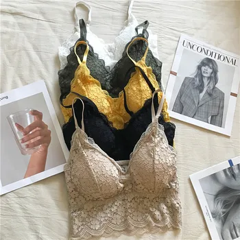 

Summer Hot Selling Deep V-neck Lace Wrap-around No Steel Ring Camisole Outer Wear Beauty Back Vest Lace Underwear Female