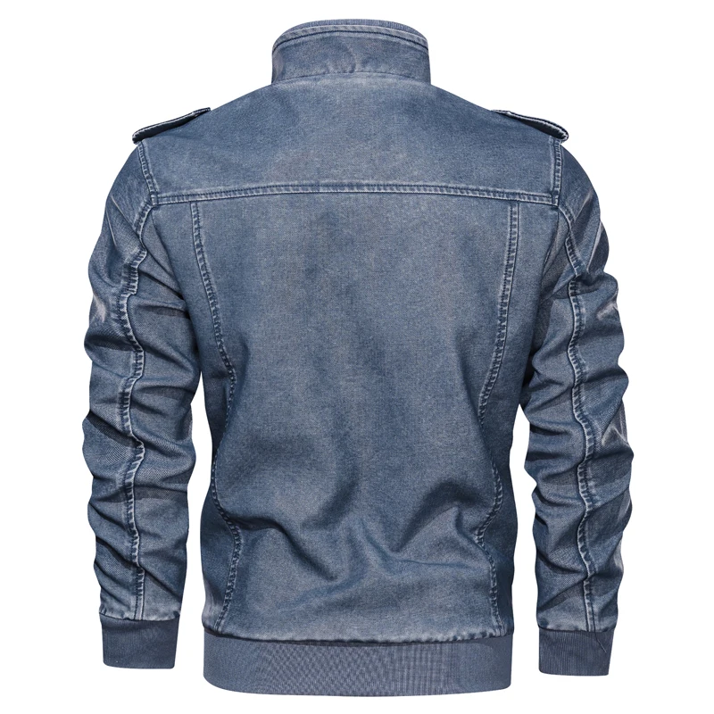 Новинка 2019, зимняя мужская кожаная куртка, винтажная мотоциклетная куртка из искусственной кожи, модная куртка-бомбер PU размера плюс