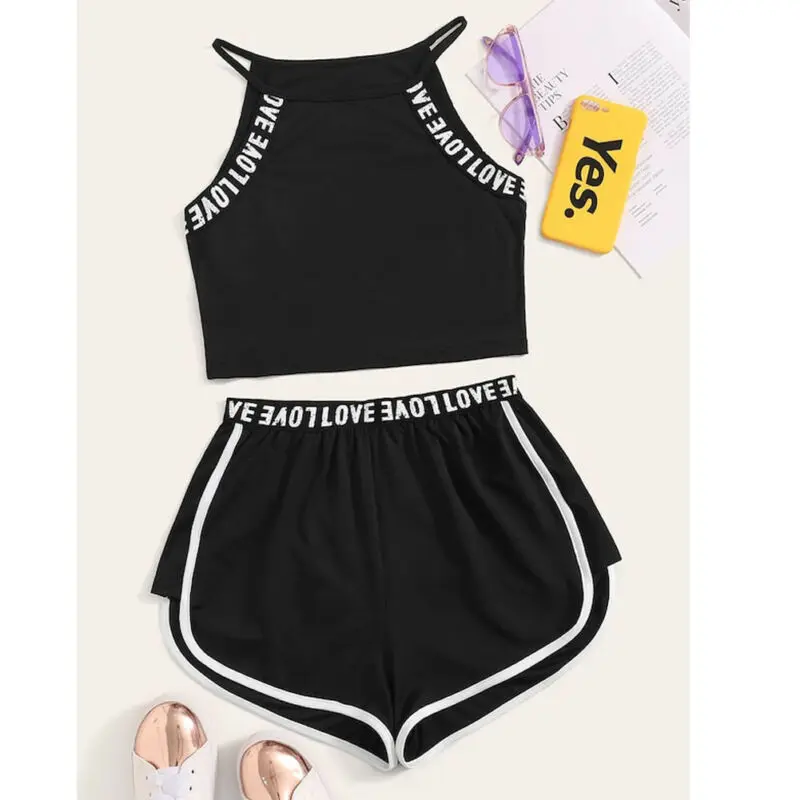 Женский Повседневный Спортивный костюм из 2 предметов комплект свитшота и шортов