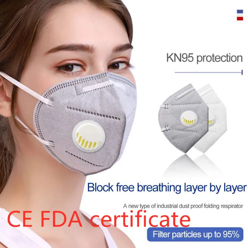 

KN95 Disposable 6 ly Face Mask N95 W/Exhalation Valve FFP3 Mouth Mask Respirator Anti Smog Strong Protective than FFP2 KF94 Care