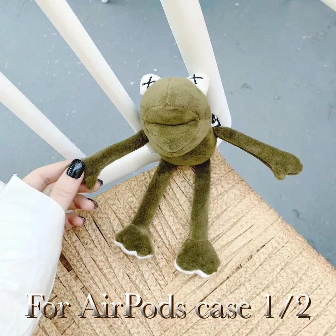 Милый чехол для apple airpods, 1, 2, Кермит, лягушка, длинноногая лягушка, сумки для мультяшных наушников, коробка, Зеленые Подвески, bluetooth чехол