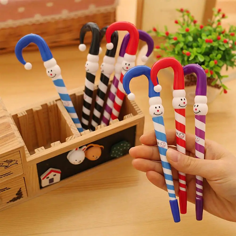 

4Pcs Christmas Snowman Umbrella Cane Ballpoint Pen Stationery Xmas Ornament Gift