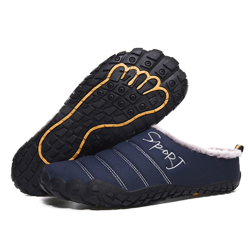 Зимние ботинки мужская водонепроницаемая обувь на меху для мужчин г. Модная мужская обувь повседневная теплая обувь с низким ремешком размера плюс 48, Прямая поставка - Цвет: blue-1