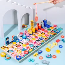 

Montessori Wooden Logarithmic Board Math Matching Blocks Early Learning Numbers Shape Sorter Puzzle Jigsaw Preschool Fishing Toy