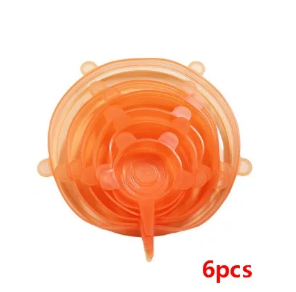 B-6CS 6/12 шт Многоразовые Силиконовая крышка для еды стрейч Vacuum Seal Обёрточная бумага Кухня организации Пособия по кулинарии Еда держать закрытые крышки дропшиппинг - Цвет: B-6CS
