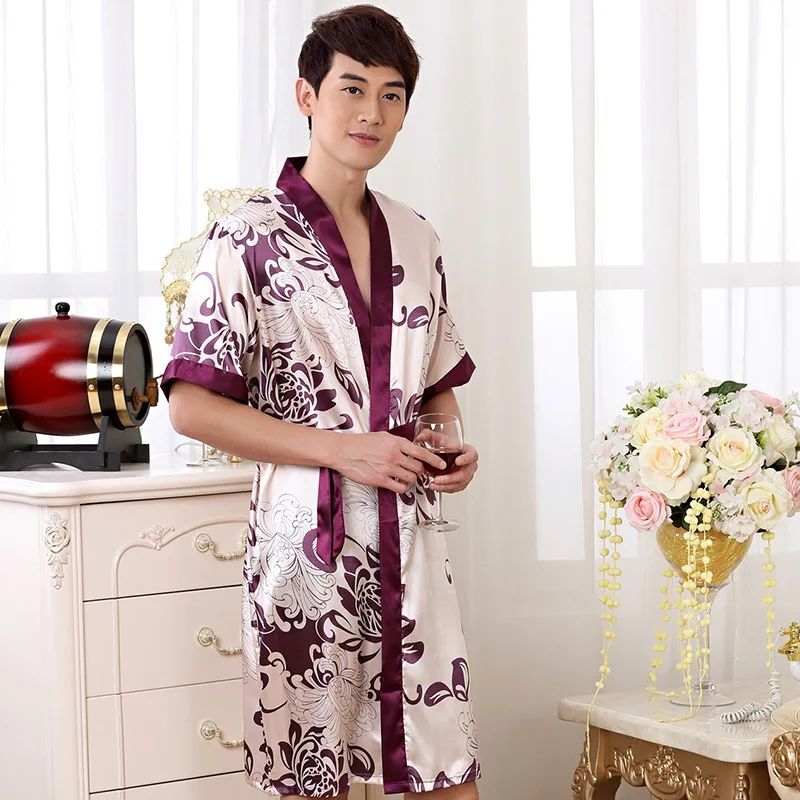 men's pajama sets FZSLCYIYI Female Silk Kimono Robe sets Lovers Couple Nightgown Bath Gown Sleepwear Men Nightwear Soft Bathrobe Satin Nightgown white pajama pants