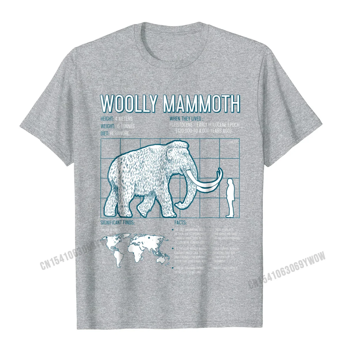  Europe Tees Brand Short Sleeve Men T Shirt TpicOriginaltitle Summer Thanksgiving Day Tee-Shirts Round Collar Wholesale Woolly Mammoth Shirt Facts Extinct Animals Vintage Gifts__1015 grey