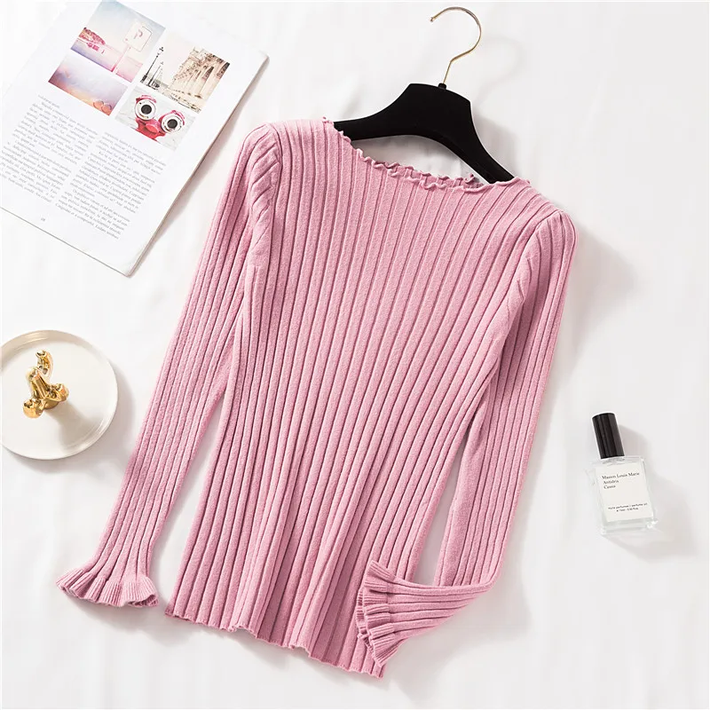 

Ruffle sweater Women pullovers Tops 2020 Autumn Winter sweater Female Korean Ladies sweater clothes Jumper Pull femme White Trui