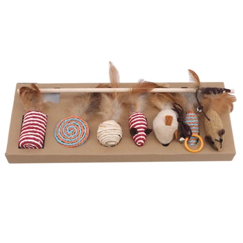 

7Pcs/Set Funny Interactive Cat Toy Pet Feather Teaser Wand Interactive Play Supplie Toys
