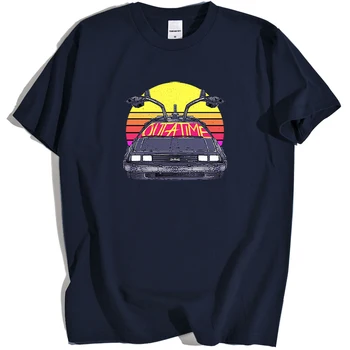 

Back To The Future Funny Car T Shirts Men Cotton Loose Crewneck Menswear Cartoons Breathable T-Shirts Pattern Summer Tee Clothes