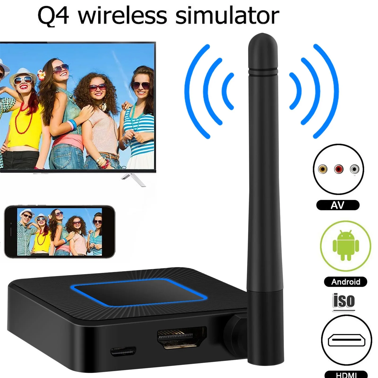 ТВ-приставка Q4 2 4G 5G для автомобиля дома Беспроводная AV RCA медиасистема зеркальный