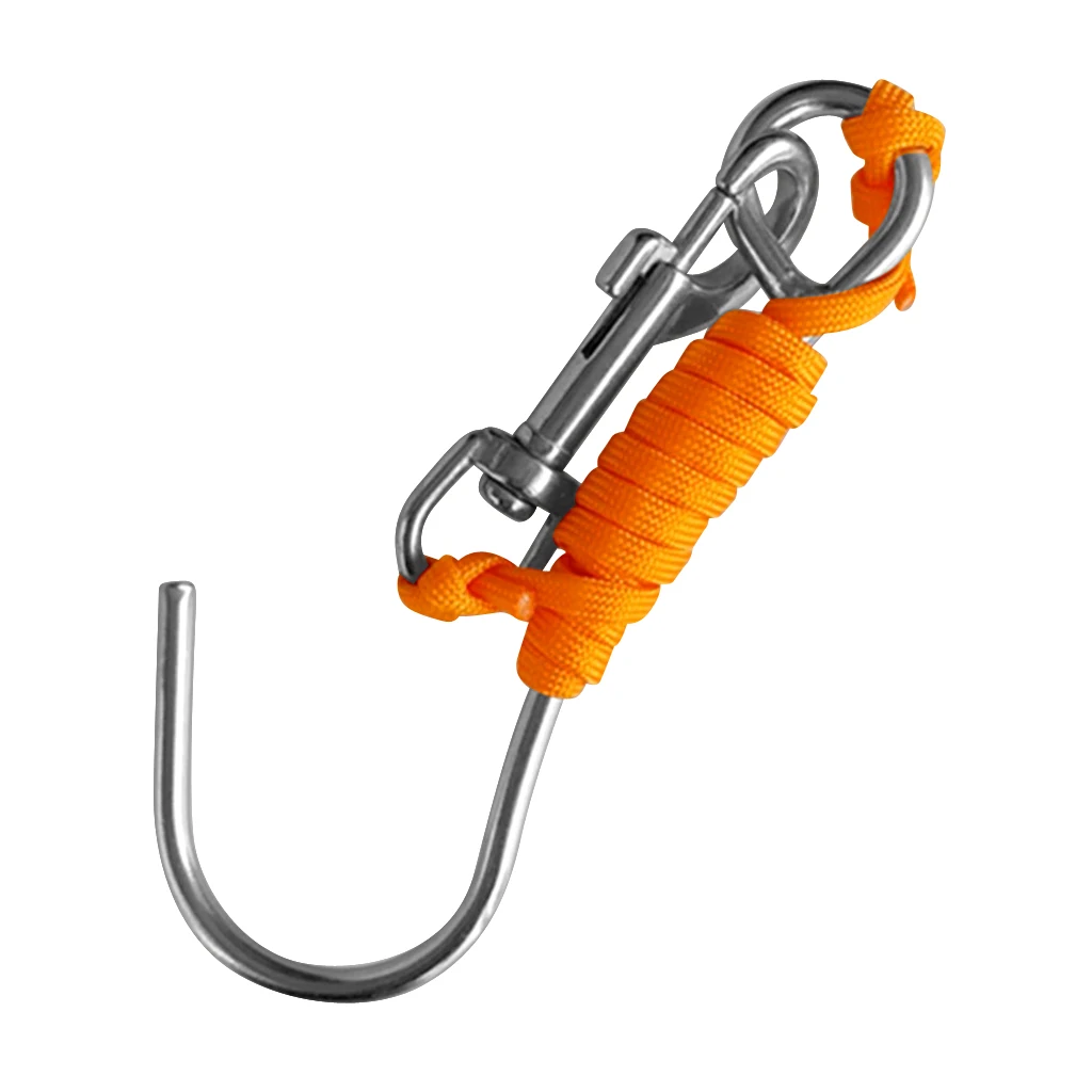 Scuba Diving Reef Drift Hooks With 120cm Line & Stainless Steel Clip Single Reef Hook