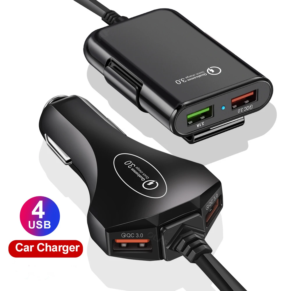 Универсальное автомобильное зарядное устройство с 4 USB-портами 3 0 А 1 7 м |