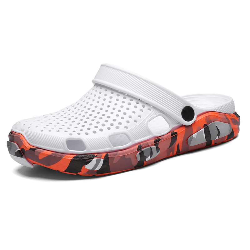 white Crocse Crocks/мужские сандалии для бассейна; летняя Уличная обувь для пляжа; мужские садовые Сабо без застежек; Повседневная водонепроницаемая обувь для душа; Crock - Цвет: white