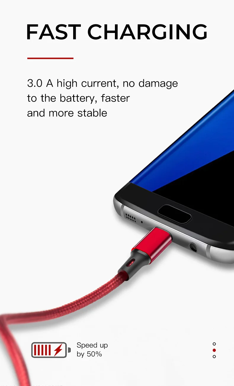 IONCT микро USB кабель 3A быстрой зарядки передачи данных Microusb провод для Samsung Xiaomi Android мобильный телефон, кабель Micro зарядное устройство USB