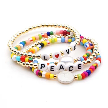 

Go2boho Japanese Beads Bright Color Big Rearl Pearl Bracelet Jewelry Women Fashion Colorful LOVE Letter Bracelets