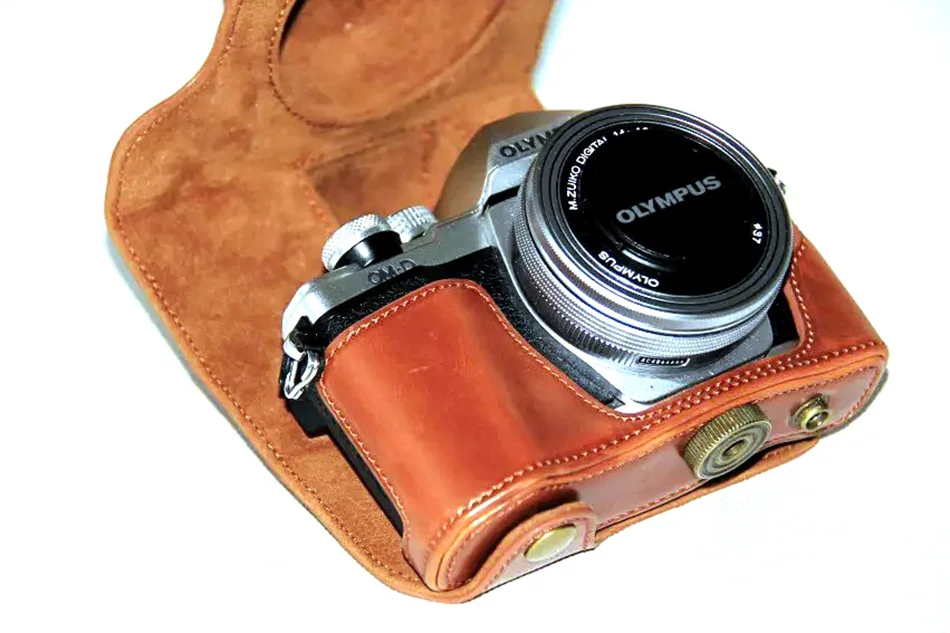 Чехол из искусственной кожи для камеры Olympus E-M10 Mark II EM10 II MarkII(14-42 мм объектив) Высококачественный+ защитный чехол с ремешком