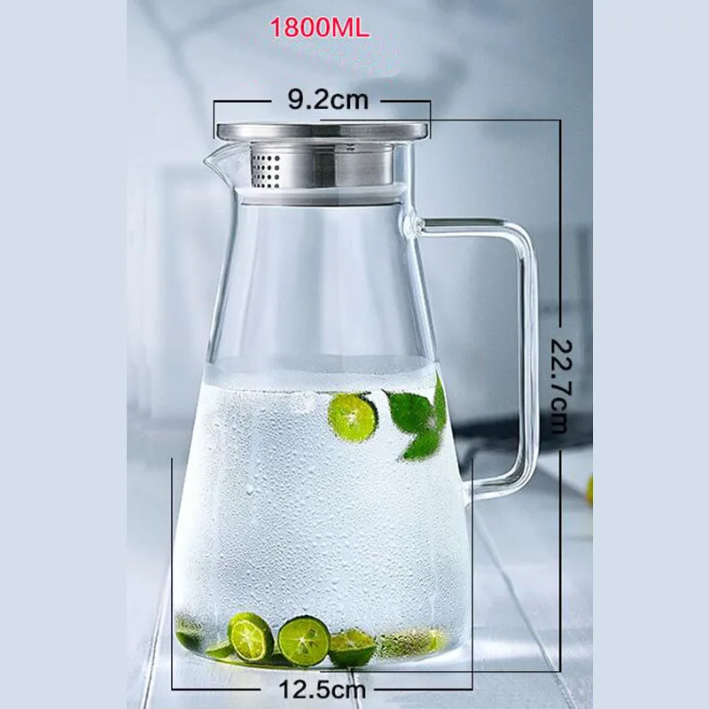 1800 мл высокая боросиликатная стеклянная бутылка для холодной воды термостойкая стеклянная бутылка для воды большая емкость сока