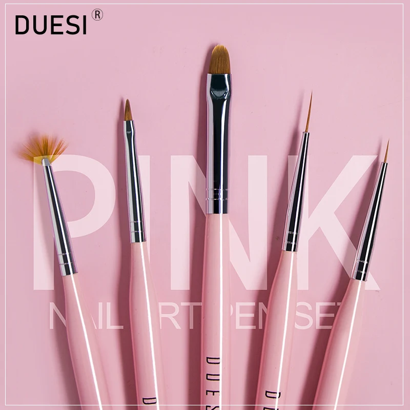 DUESI 5Pcs Nail Brush Set Acrylic Nails Watercolor Pen Manicure Painting Tools Professional DIY Art Nylon Hair Draw | Красота и