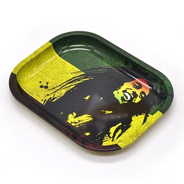 Tinplate Metal Tobacco Rolling Tray Storage Plate Discs For Smoke Bob Marley Weed Herb Grinder Cigarette Container Tray Ashtrays - Цвет: 8