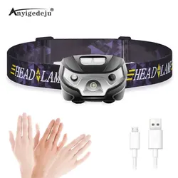XPE Powerfull Headlamp Rechargeable LED Headlight Body Motion Sensor Flashlight Camping Torch Light With USB Flash Lamp Lantern