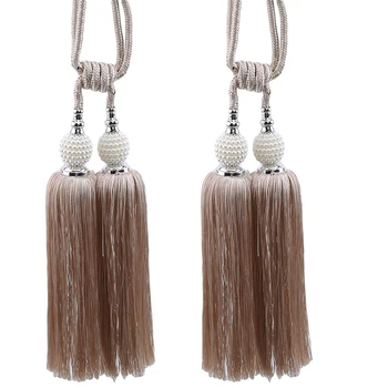

1 Pair Rope Curtain Tie Backs Hanging Tassel Tiebacks For Curtain Accessories Pearls Ball Beaded Tassel Hanging Ball