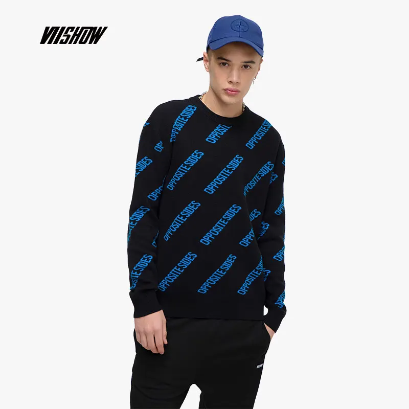 Viishow мужской свитер с буквенным принтом и круглым вырезом, бренд Pull Homme Hiver, новинка, мужской пуловер, свитер Erkek Kazak ZC1634191