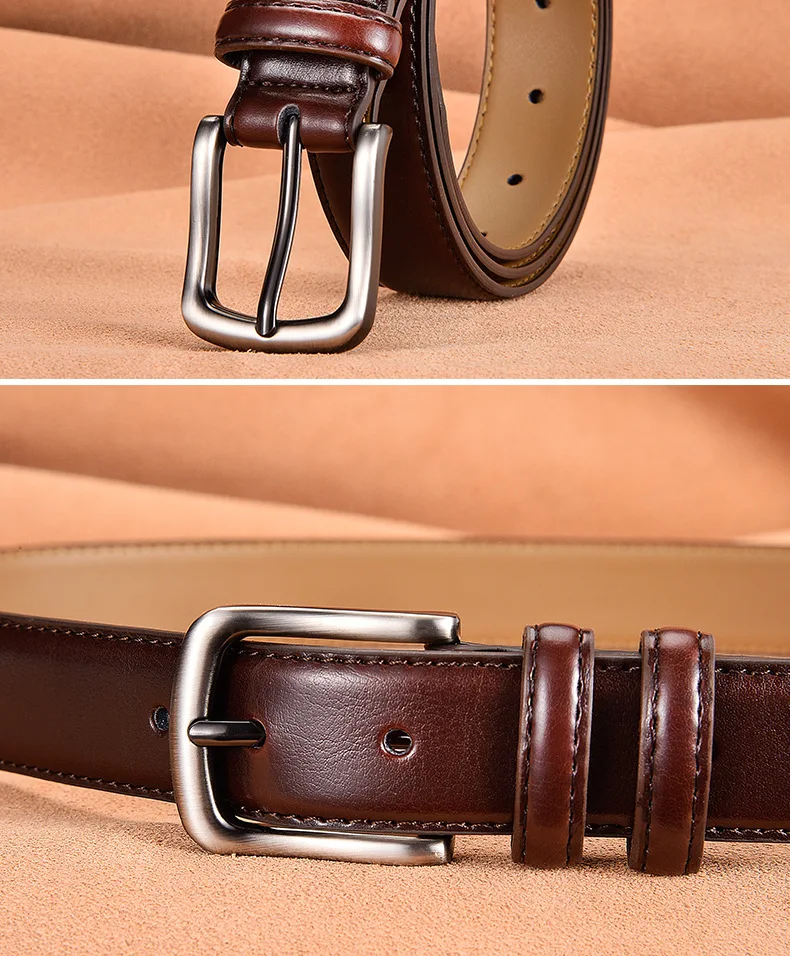 Dropshipping Fashion Men Belts Genuine Leather Luxury Designer Brown Vintage Waist Belt For Jeans Cinturon Cowboy Hombre comfort click belt