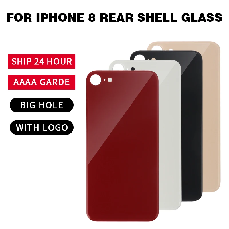 AAAA++++ Big Hole Back Glass For iPhone 8 8Plus Battery Cover for 8P Rear Shell Glass Replacement Parts