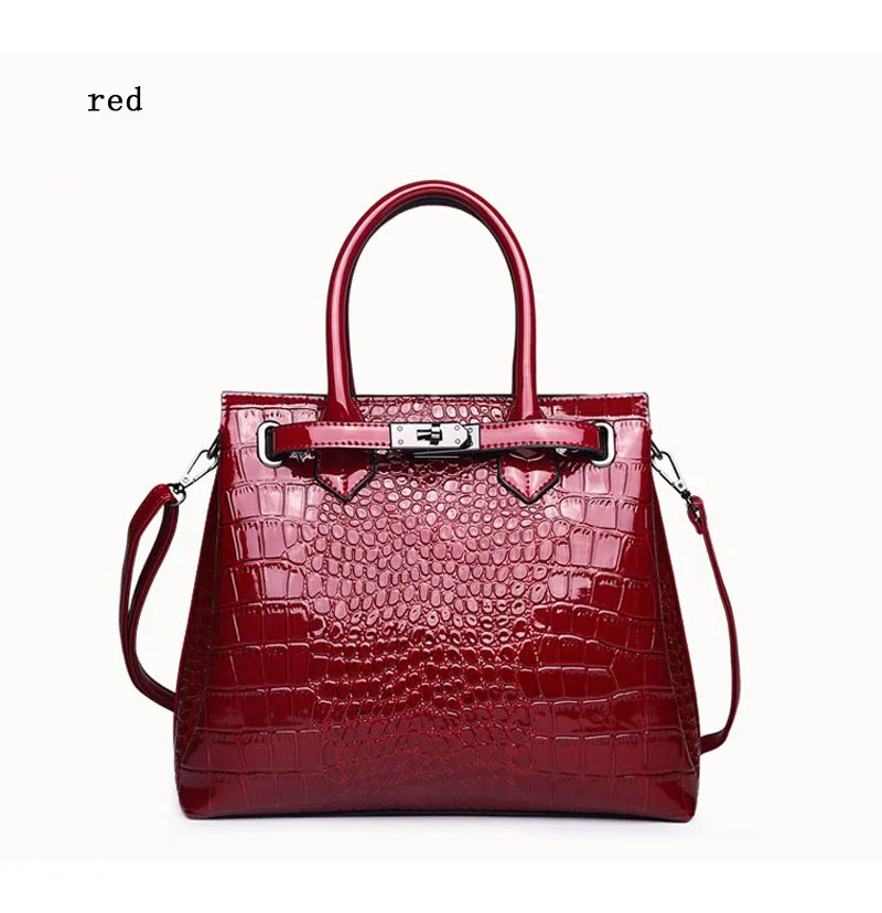 Роскошная женская сумка высокого качества, Классическая сумка с крокодиловым узором, брендовая дизайнерская Большая вместительная сумка через плечо - Цвет: Красный
