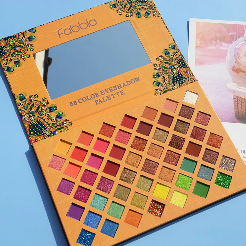 

New Designer Beauty Glazed 56 Color Eyeshadow Palette Peacock Make Up Glitter Shimmer High Pigment Eye Shadow Colorful Cosmetic