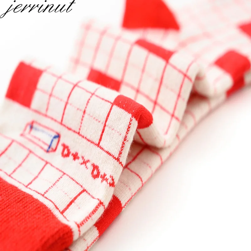 Jerrinut 1 пара носки женские Харадзюку Kawaii Happy Milk персональный каракули геометрические узоры печать забавные носки, милые носки