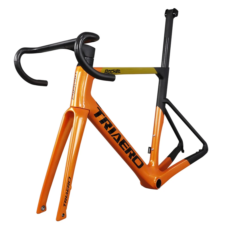 Супер светильник карбоновый дорожный дисковый тормоз рама велосипеда с оранжевым рисунком