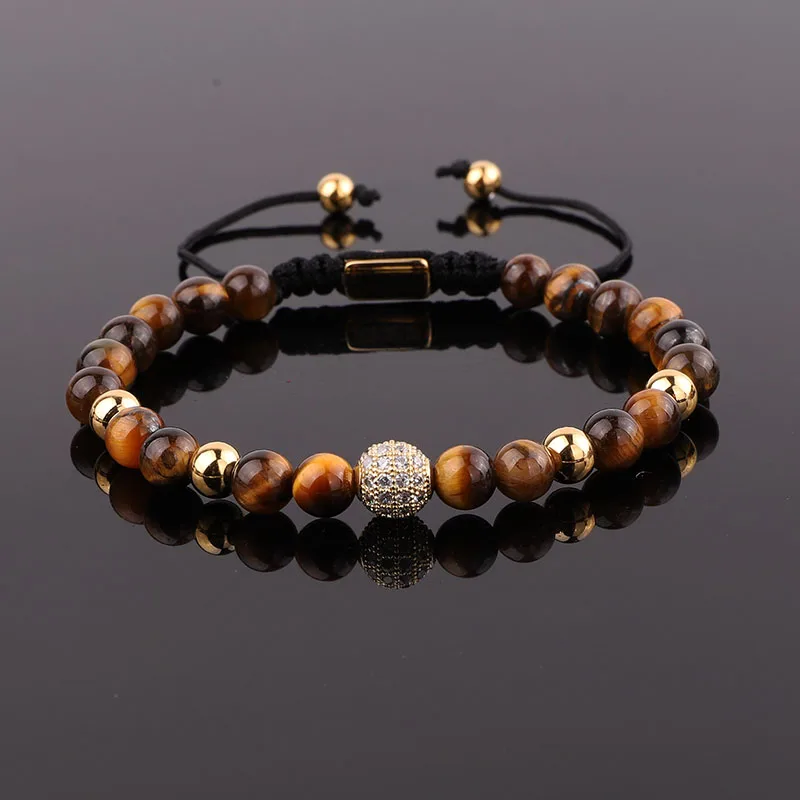 High Quality New Fashion 6mm Natural Stone CZ Pave CharmBeads Custom Macrame Bracelet Jewelry For Men Women - Image 4
