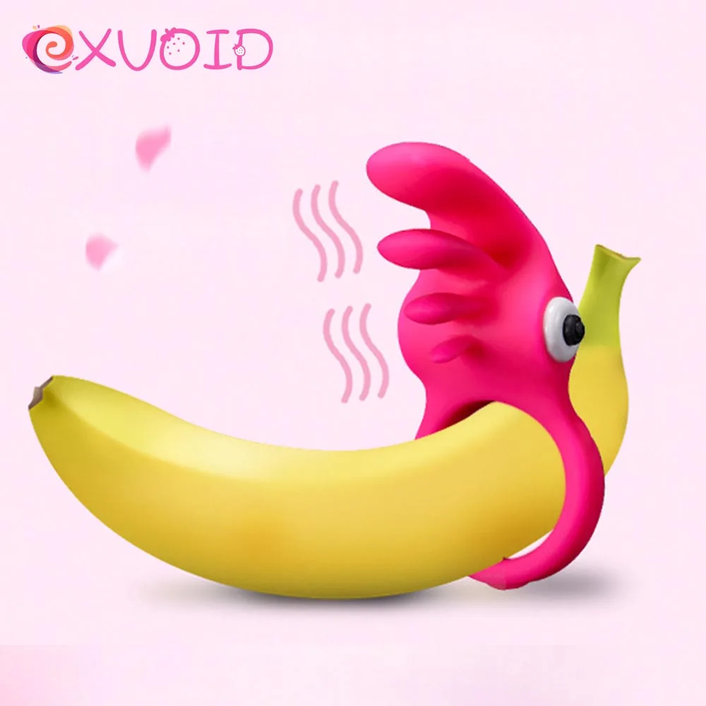 EXVOID пенис вибрирующее Кольцо Задержка эякуляции язык вибратор Стимуляция