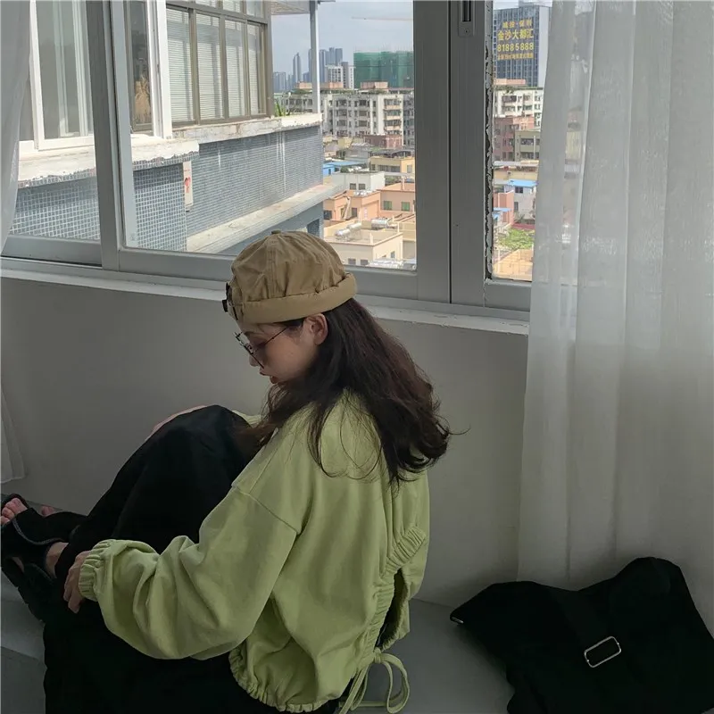 WHITNEY WANG Осенняя модная уличная Корейская стильная открытая Объемная толстовка с открытой спиной женские толстовки пуловер