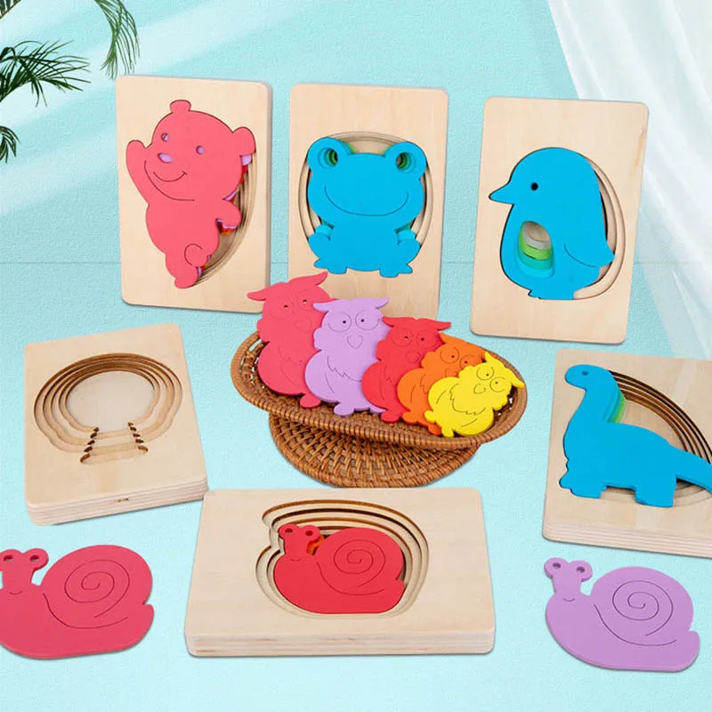 Детские деревянные игрушки для детей картонная 3D-головоломка в виде животных