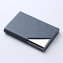 Luxury PU Leather Business Card Holder - Elegant Metal Card Case for Stylish Professionals (Gray)