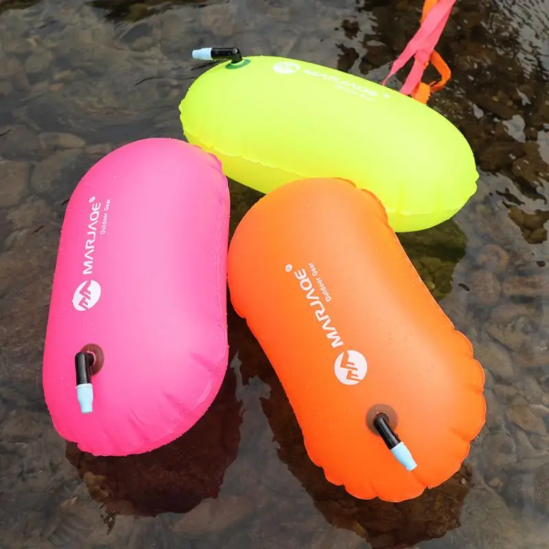 Inflatable Open Water Swim Buoy Air Dry Bag Device Tow Float Fluorescent NO LEAK 