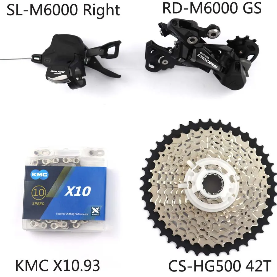 M6000 GS KMC 42T SHIMANO DEORE M6000 Группа Комплект горного велосипеда MTB 1x10-Speed HG500 11-42T M6000 задний переключатель рычага переключения передач HG54 - Цвет: M6000 GS KMC 42T