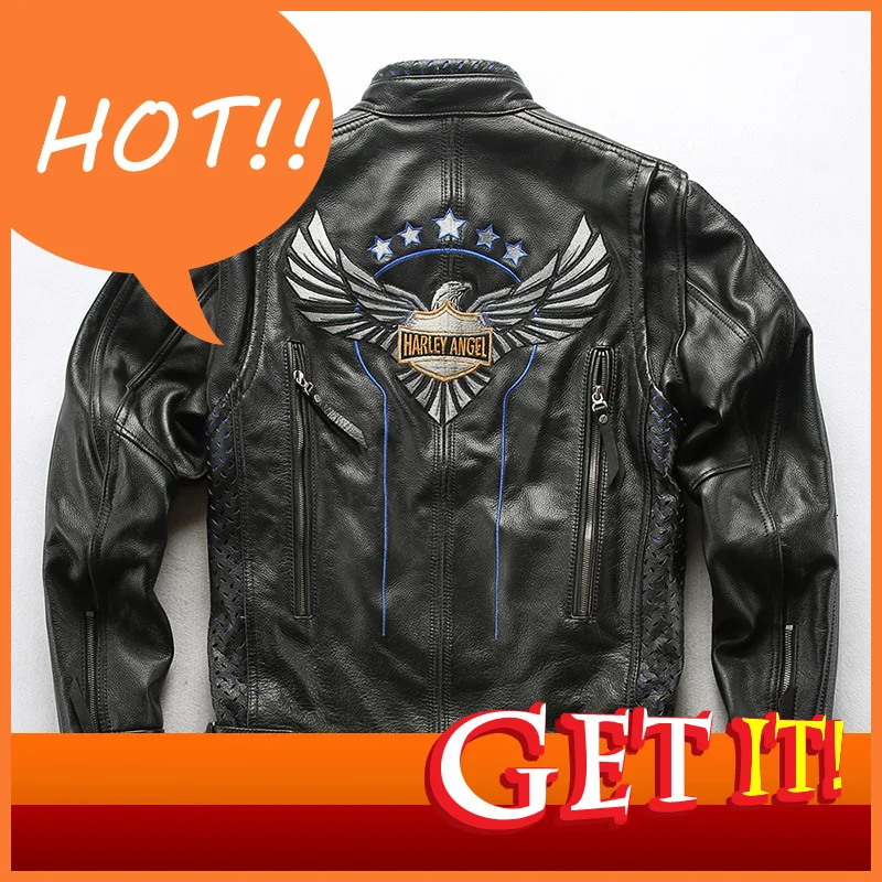 

Famous Brand Genuine Leather Locomotive Jackets Men's Vintage 007 Anniversary Eagle Cowhide Jacket Warm Windproof Russia Coats