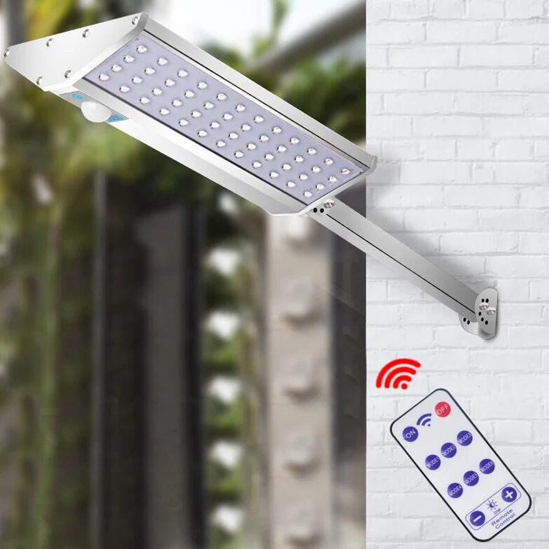 warmwhite color SZYOUMY 10 Вт алюминиевые настенные бра с монтажным столбом и пультом дистанционного управления датчиком движения 96 светодиодов Солнечный настенный светильник водонепроницаемый - Испускаемый цвет: warmwhite color
