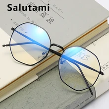 Анти-синий светильник, прозрачная оправа для очков для женщин и мужчин, Ретро стиль, сплав, полигон, Брендовые очки, женские компьютерные очки, защита для глаз