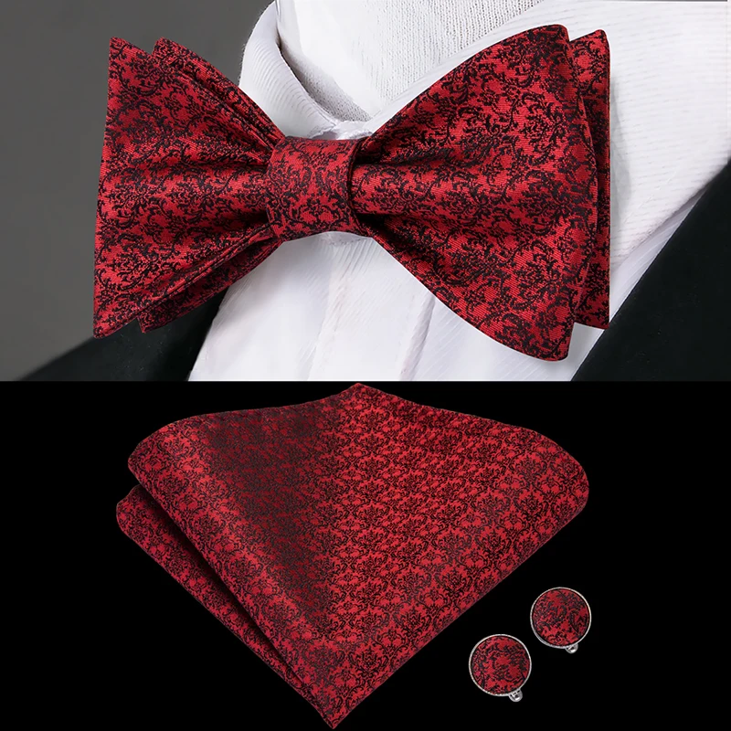 LH-2014 Hi-Tie Шелковый Взрослый мужской галстук-бабочка с узорами галстук-бабочка Hanky запонки набор роскошный зеленый красный золотой Свадебный галстук-бабочка набор для мужчин - Цвет: LH-2014