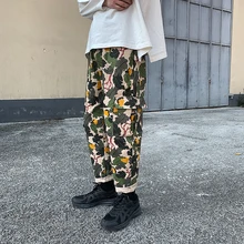 Камуфляжные штаны, мужские Модные хлопковые повседневные штаны с принтом, мужские уличные штаны в стиле хип-хоп, Свободные Комбинезоны с несколькими карманами, мужские спортивные штаны