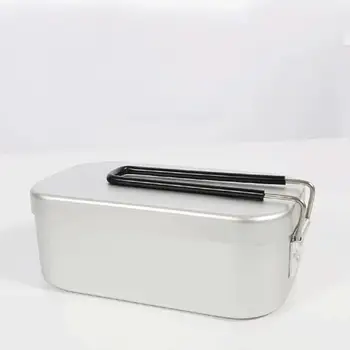 

Lunch Container Aluminum Adult Square Shape Outdoor Camping Cooking Box Food Storage Container Portable Bento Box 1 Piece