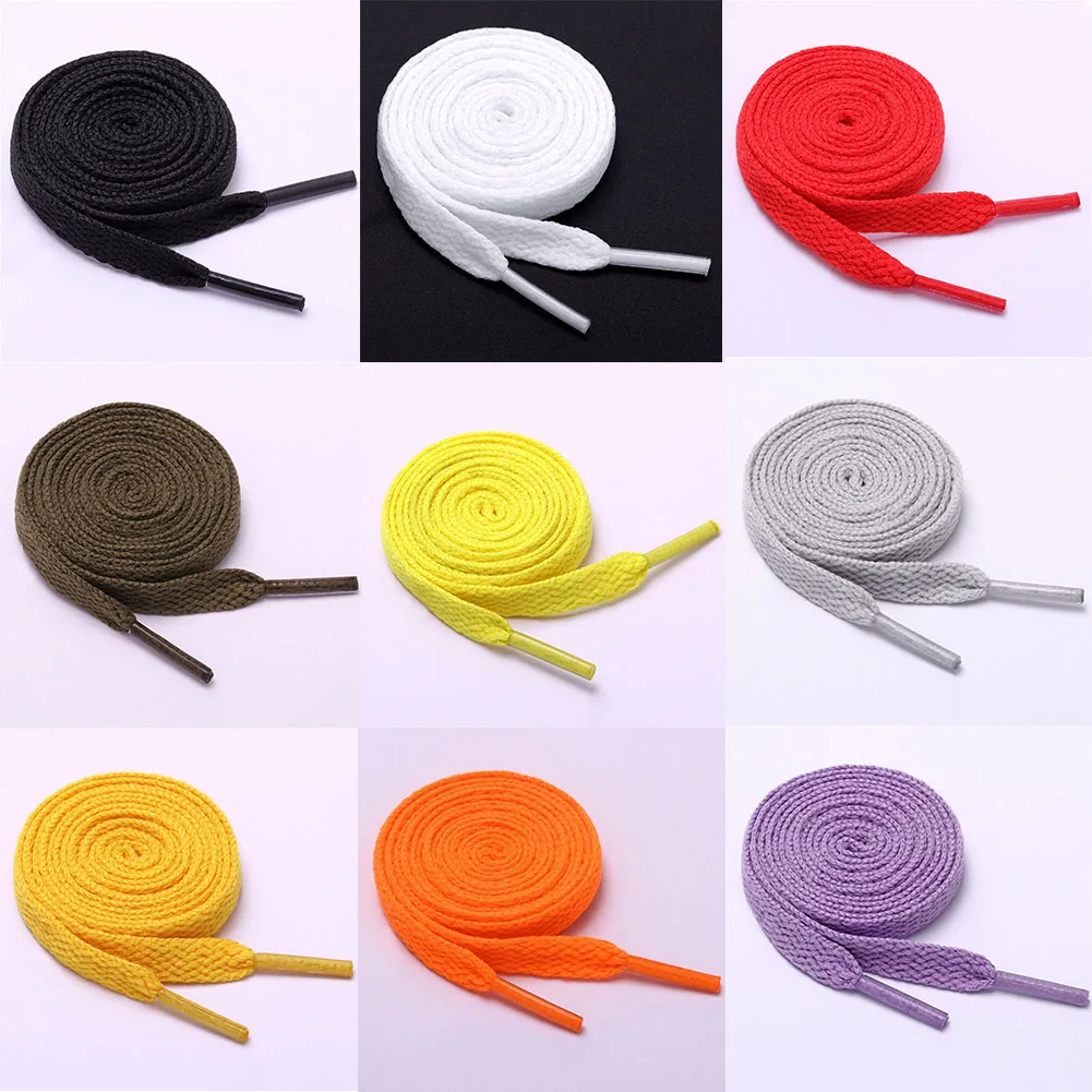 1Pair Fashion Sports Casual Shoe Lace Solid Flat Shoelace Double Flat Laces High Quality Polyester Shoelaces 15 Colors