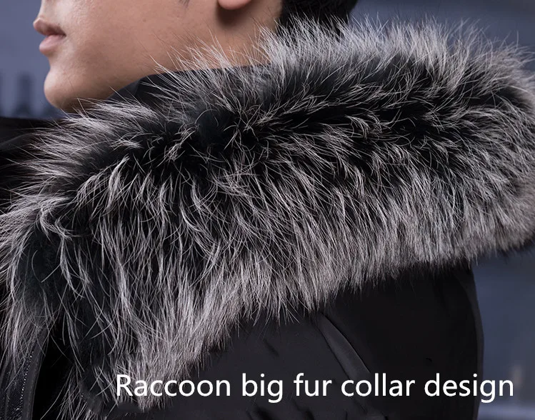 JKP, новая подкладка из натурального кроличьего меха, парка с воротником из меха енота, осенний и зимний теплый длинный Тренч, мужское модное пальто с капюшоном